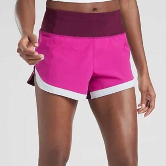 Athleta Running Free Colorblock 3.5” Shorts Electric Fuchsia Size Small - Picture 2 of 8